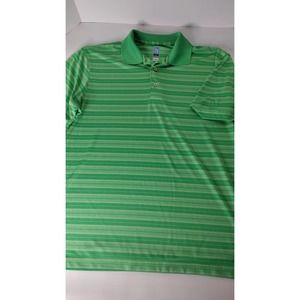 PGA Tour Mens Green Striped Airflux Short Sleeve Golf Polo Size L